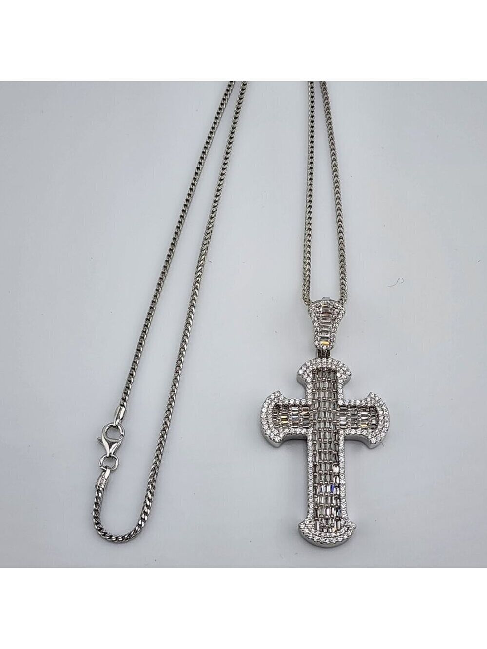 Brand New Sterling Silver 925 Cz Cross Necklace - Picture 8 of 9